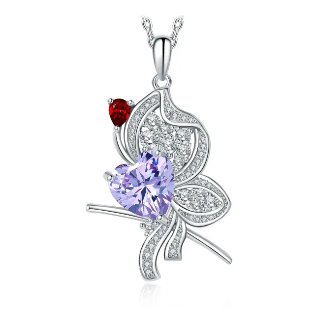 JewelryPalace Farfalla 1.5ct Collana Argento 925 Viola