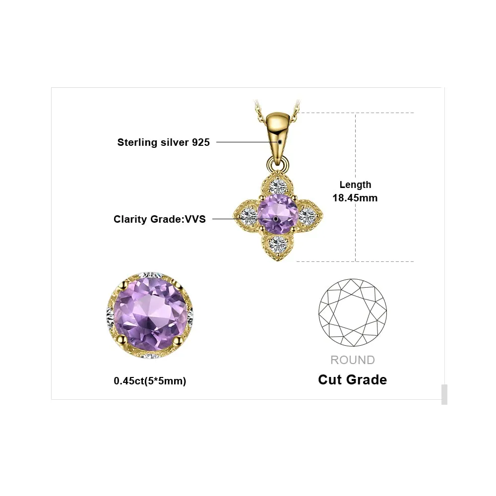JewelryPalace collana fiore ametista viola argento oro giallo 45cm