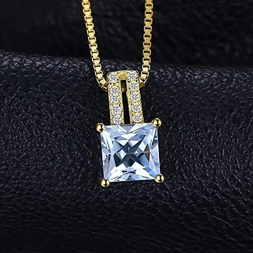 JewelryPalace Quadrata 1.2ct collana oro topazio blu