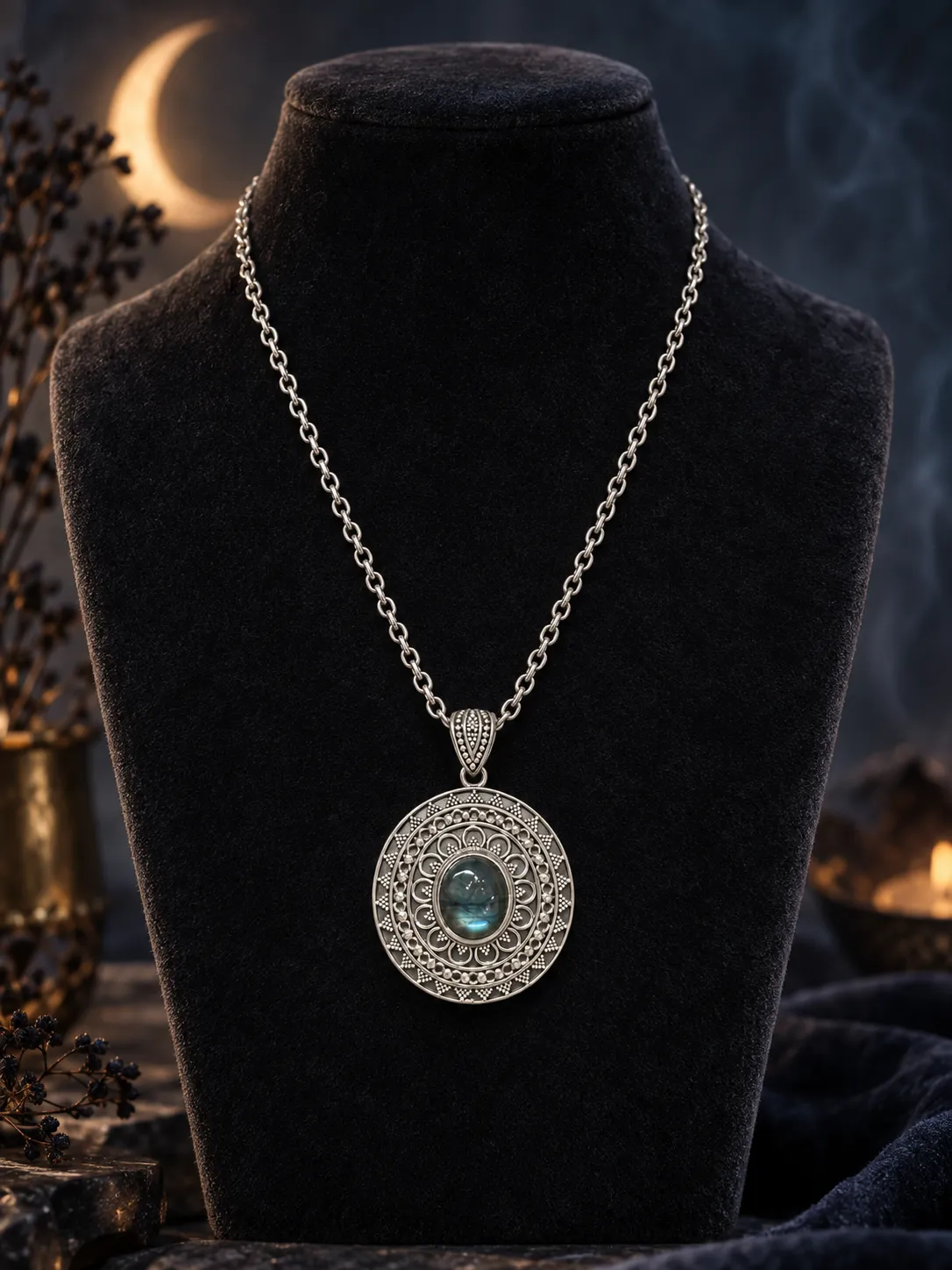 Victoria Jane Labradorite ciondolo argento catena 66 cm