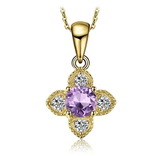 JewelryPalace collana fiore ametista viola argento oro giallo 45cm