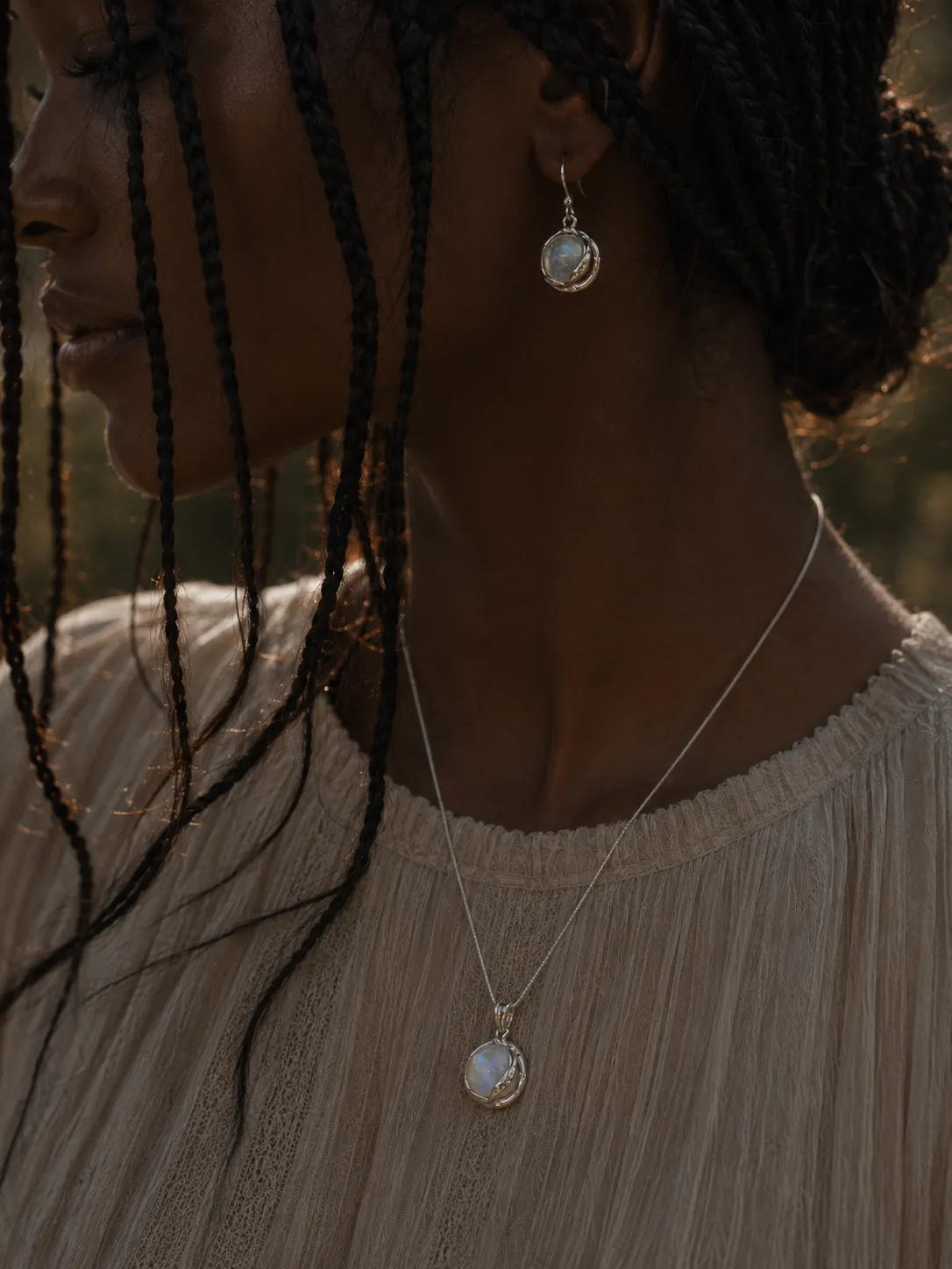 Victoria Jane Moonstone Orb collana argento 45 cm