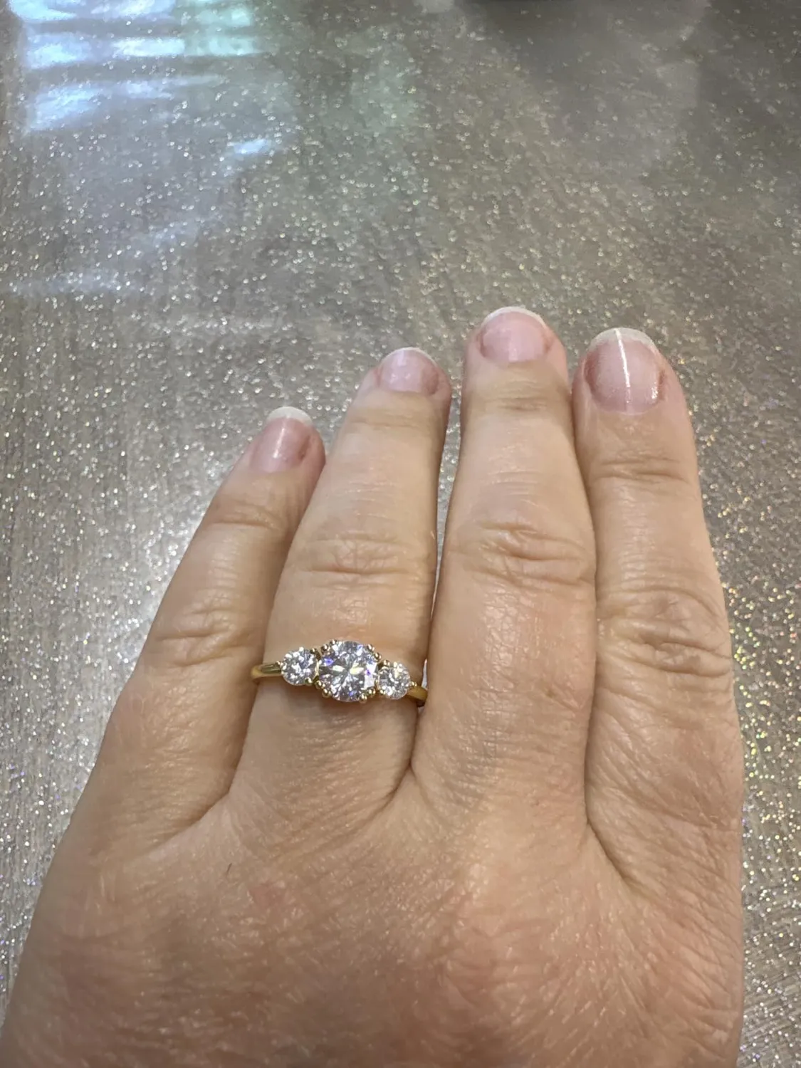 JewelryPalace Moissanite anello tre pietre oro rosa 14.5