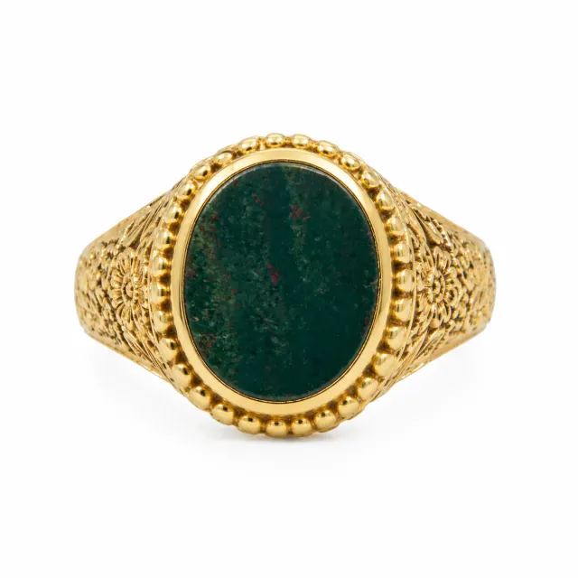 Victoria Jane Bloodstone Signet anello oro 9ct