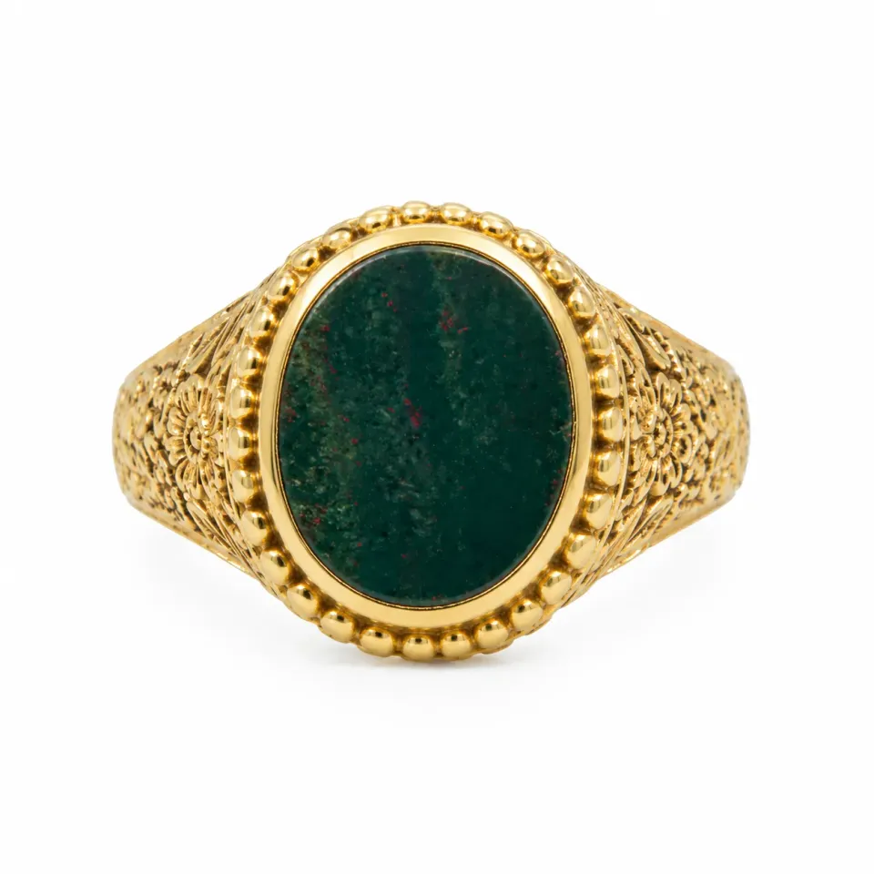 Victoria Jane Bloodstone Signet anello oro 9ct