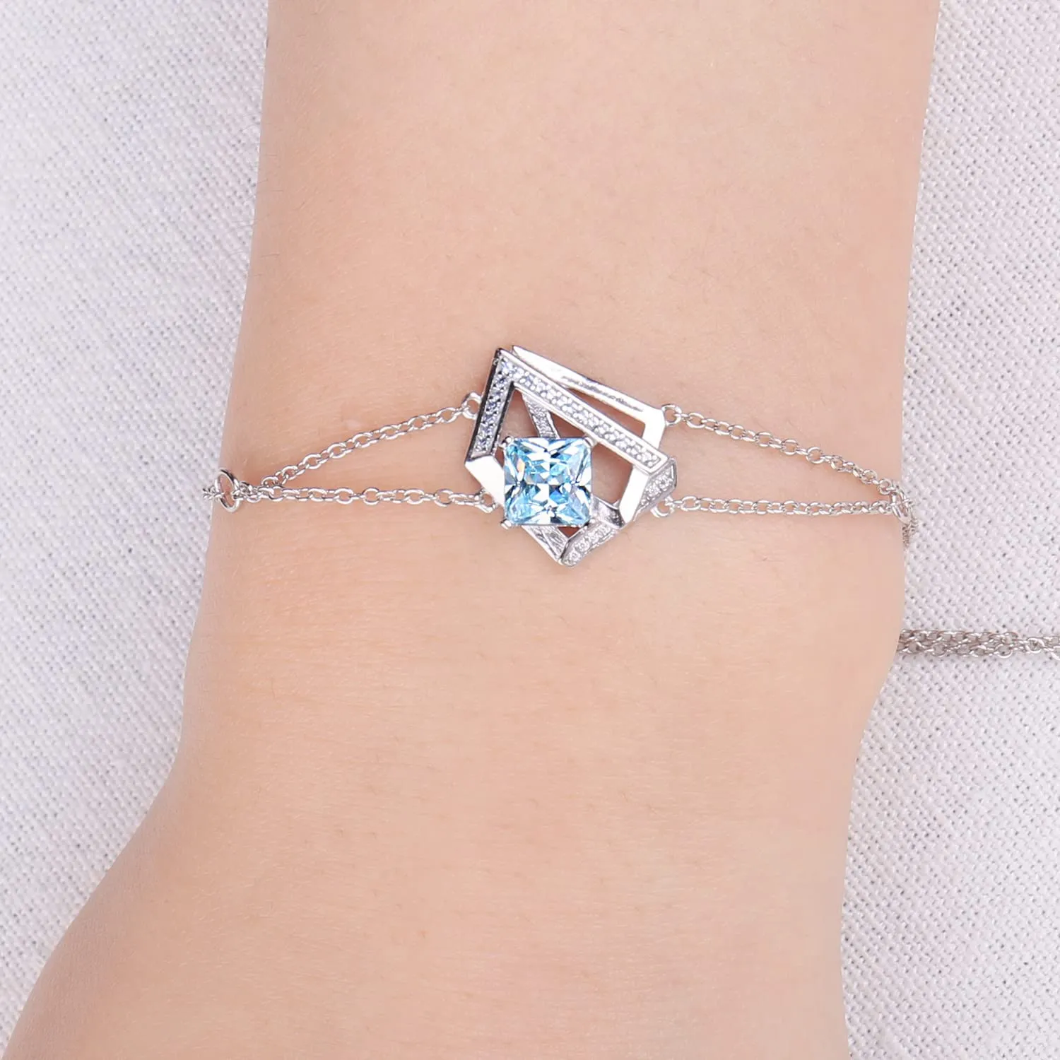 JewelryPalace Blu Principessa bracciale argento 925 zirconia 1.8ct