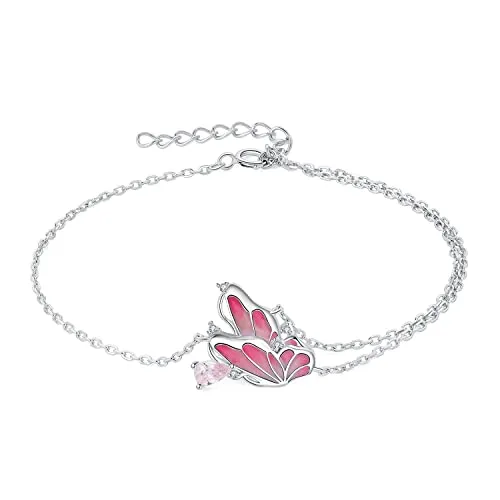 JewelryPalace Farfalla 0.3ct bracciale argento 925 zirconia rosa