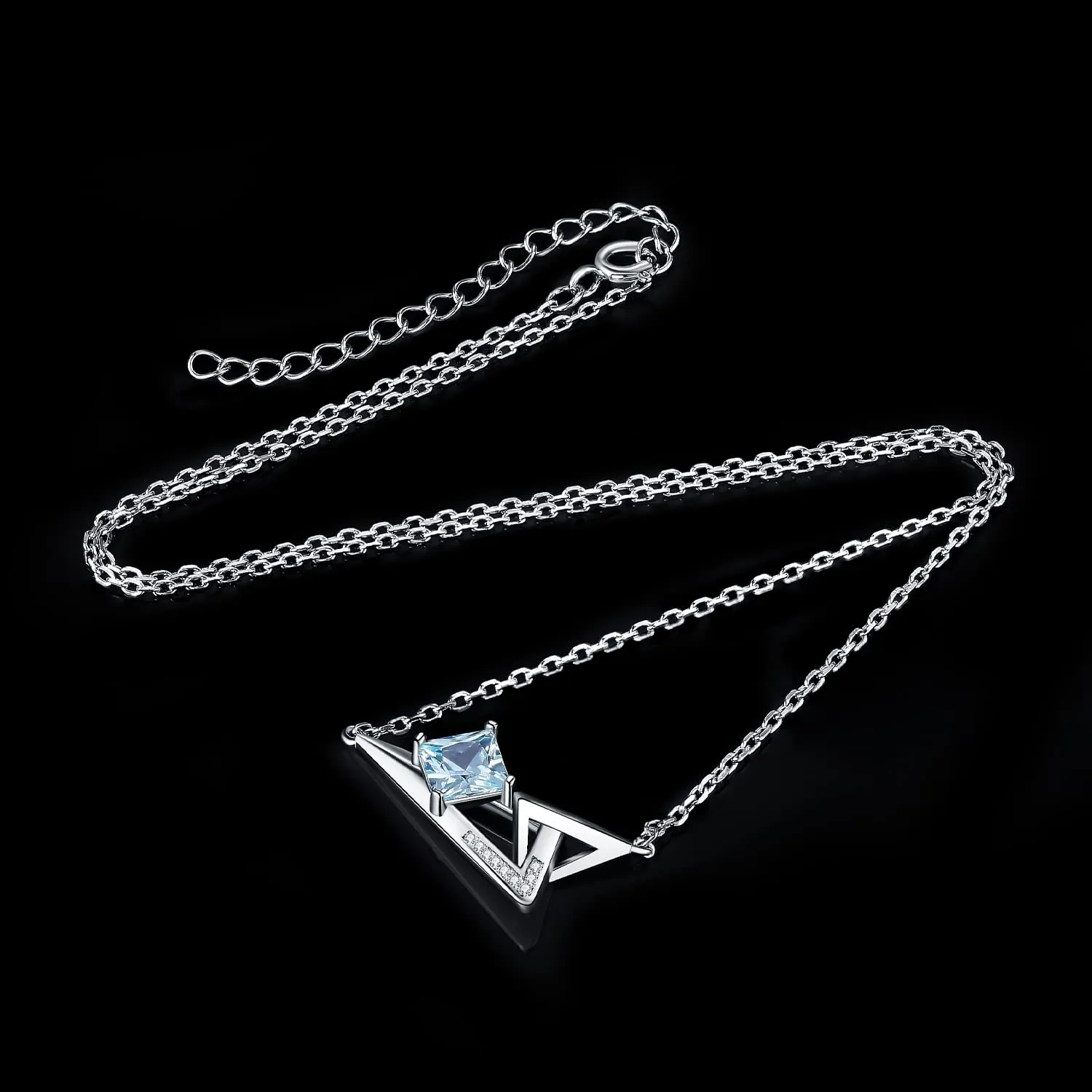 JewelryPalace Geometrica 4ct collana argento 925 zirconia azzurra