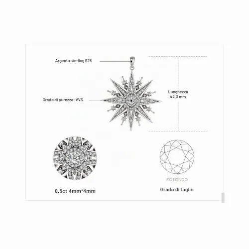 JewelryPalace Stella del Nord collana argento zirconia 45cm