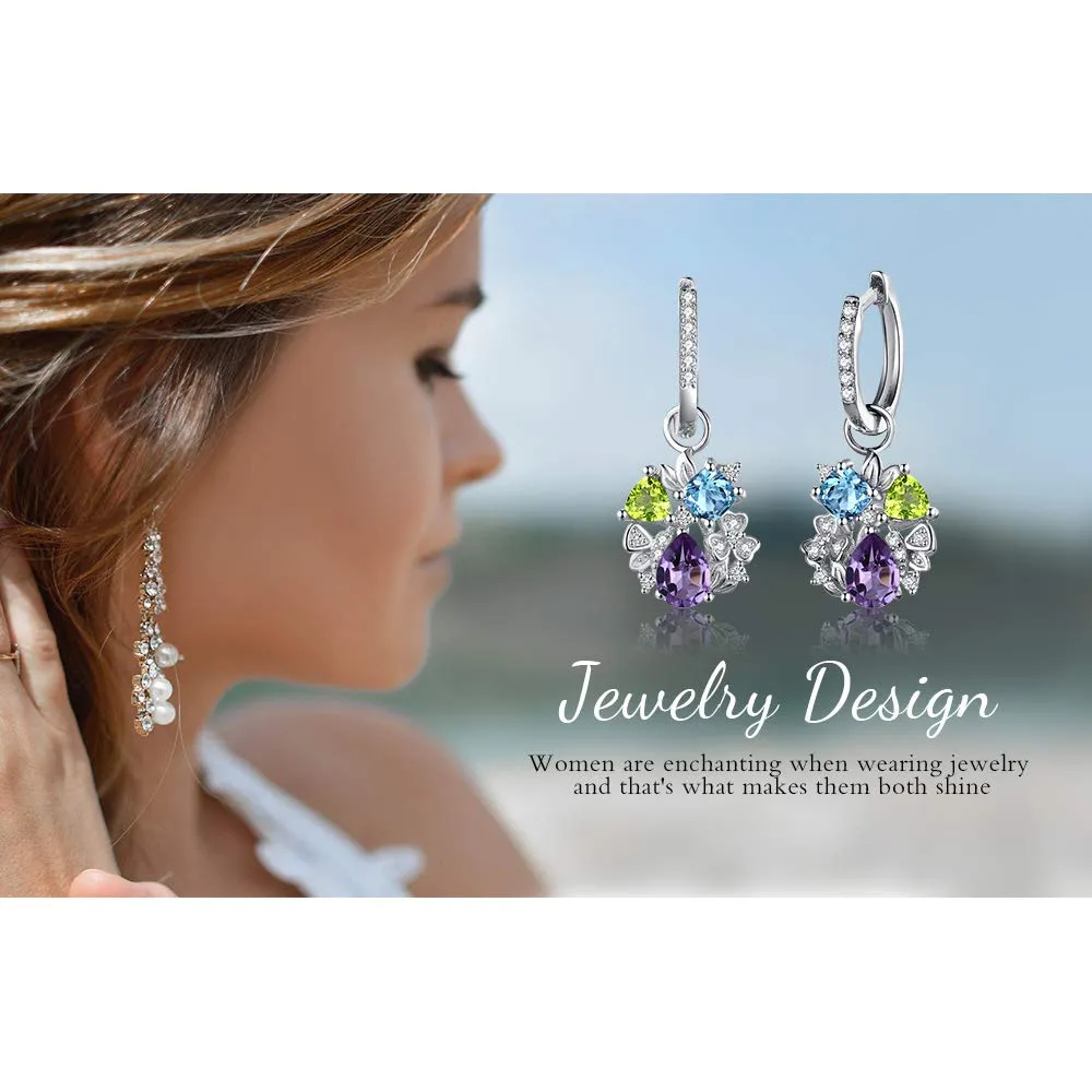 JewelryPalace 2ct Orecchini Pendenti Argento 925 Peridoto Verde