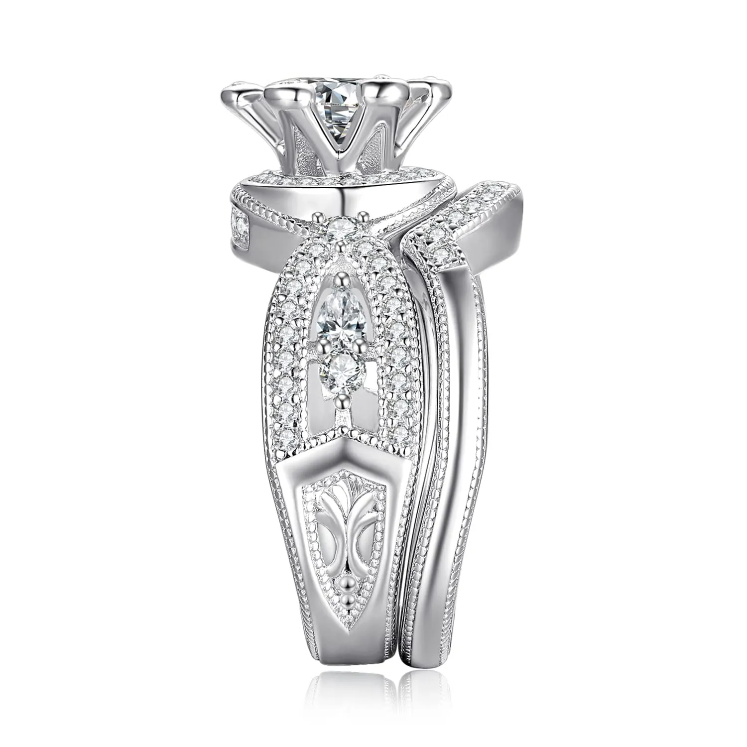 JewelryPalace Anello Claddagh Celtico Argento 925 Zirconia Set