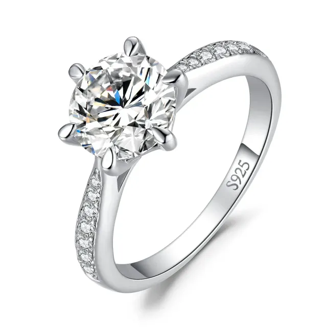 JewelryPalace Classico Solitario Anello Argento 925 zirconia 1ct