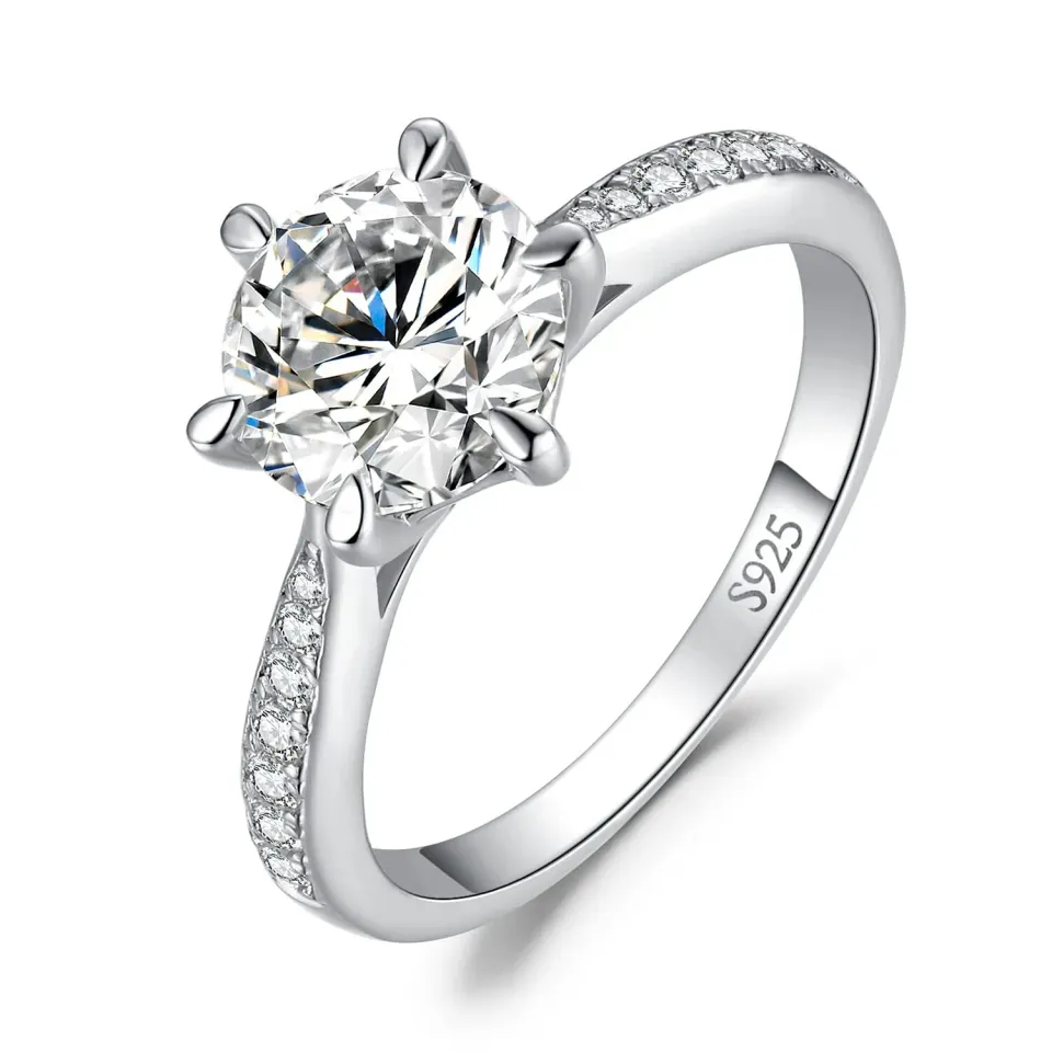 JewelryPalace Classico Solitario Anello Argento 925 zirconia 1ct