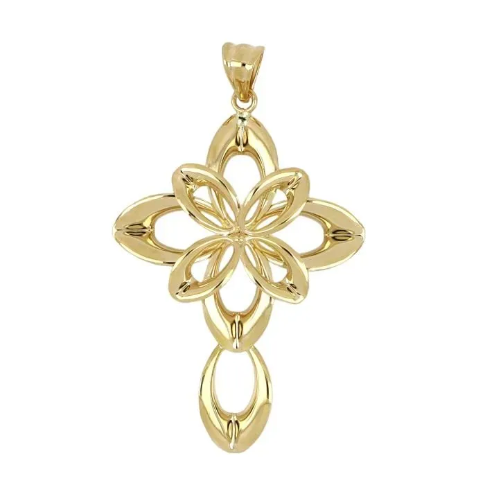 Gioielli Celiento Ciondolo croce oro giallo 18Kt traforata
