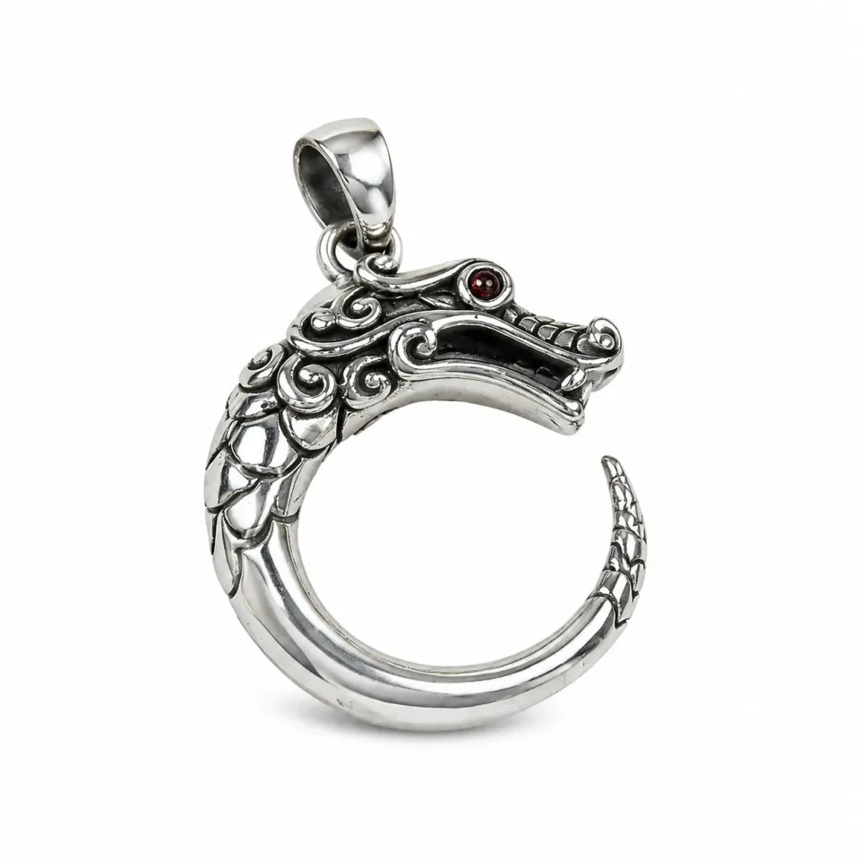 Victoria Jane Garnet Eye Dragon ciondolo argento con granato