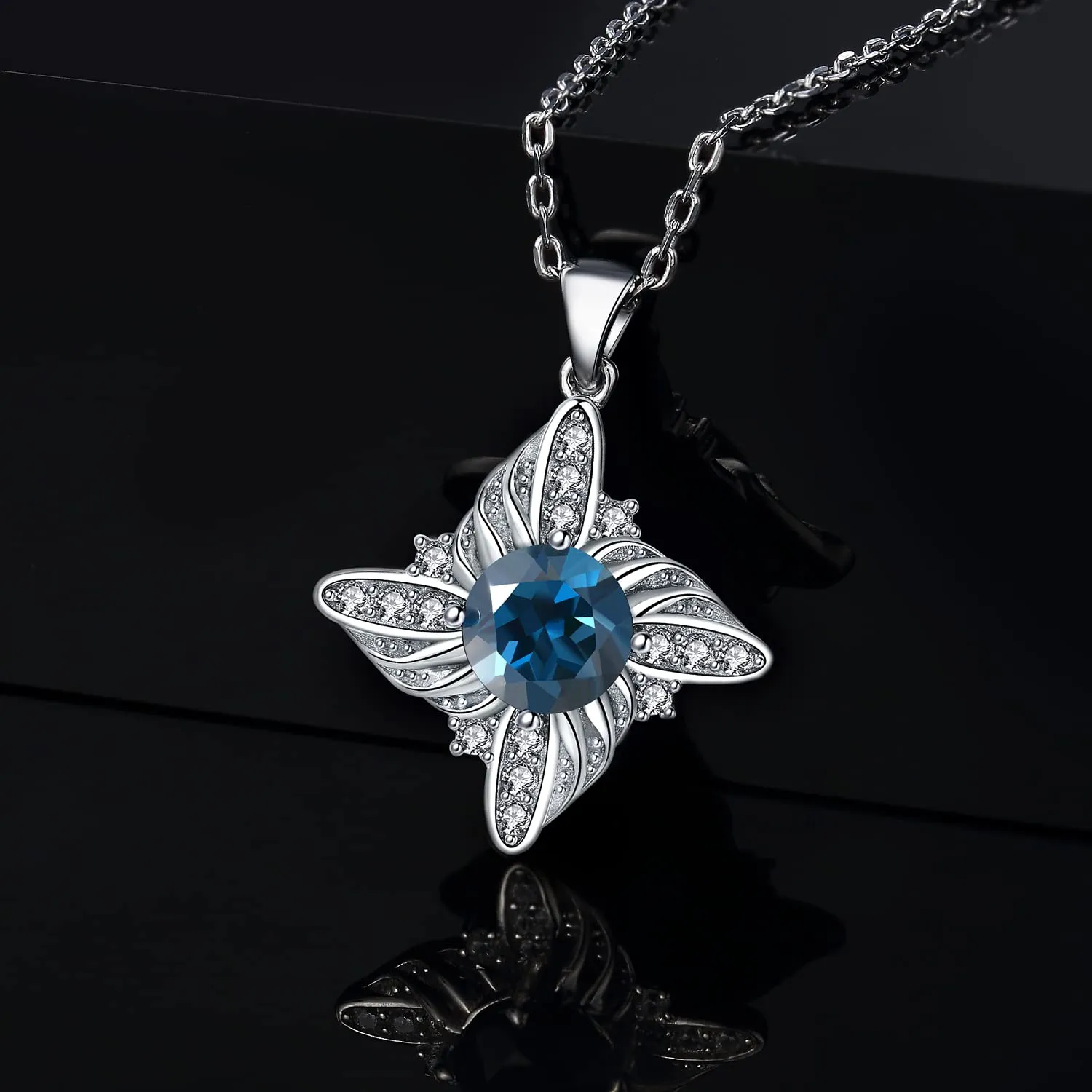 JewelryPalace Mulino a Vento 2.3ct collana topazio blu 45cm