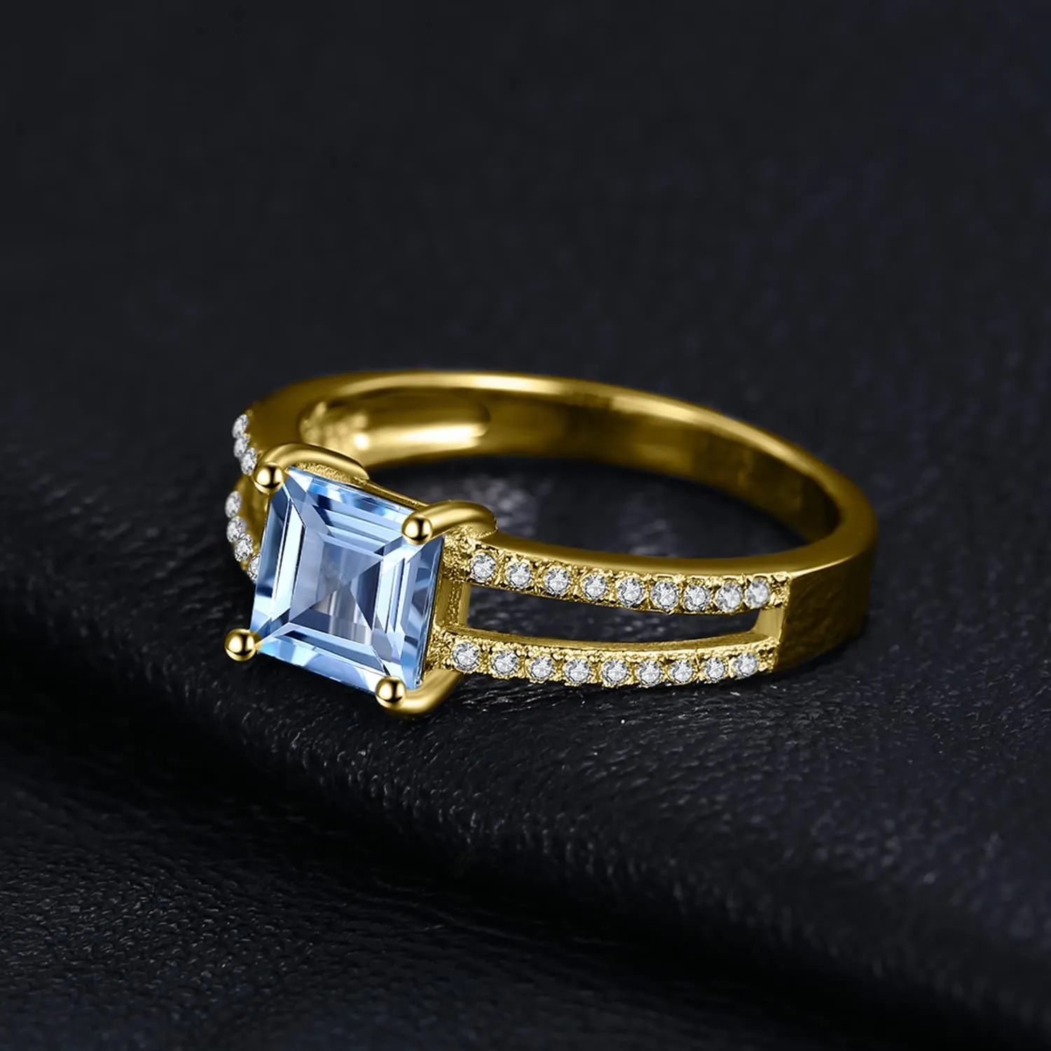 JewelryPalace Solitario Anello Topazio Blu Argento 925