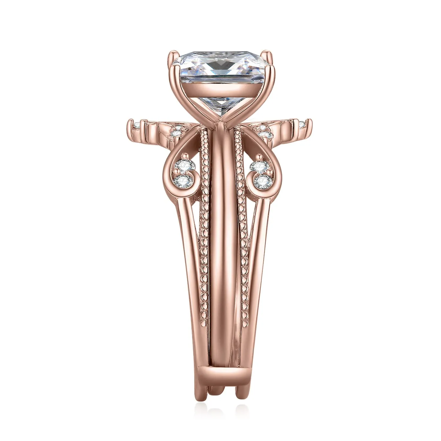 JewelryPalace Vintage Anello Oro Rosa Principessa 2ct
