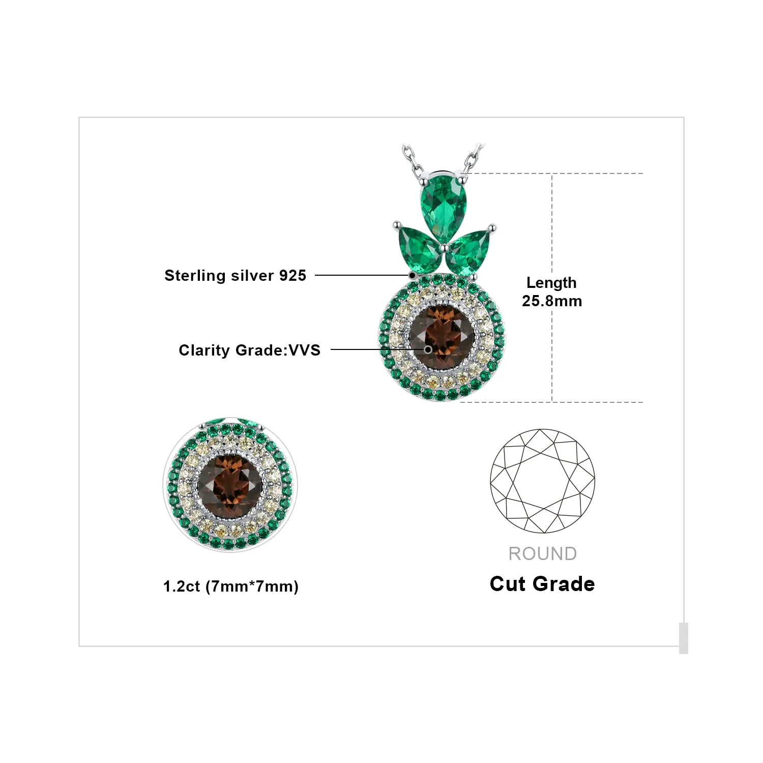 JewelryPalace Avocado 4ct Collana Argento Pera Verde 45cm