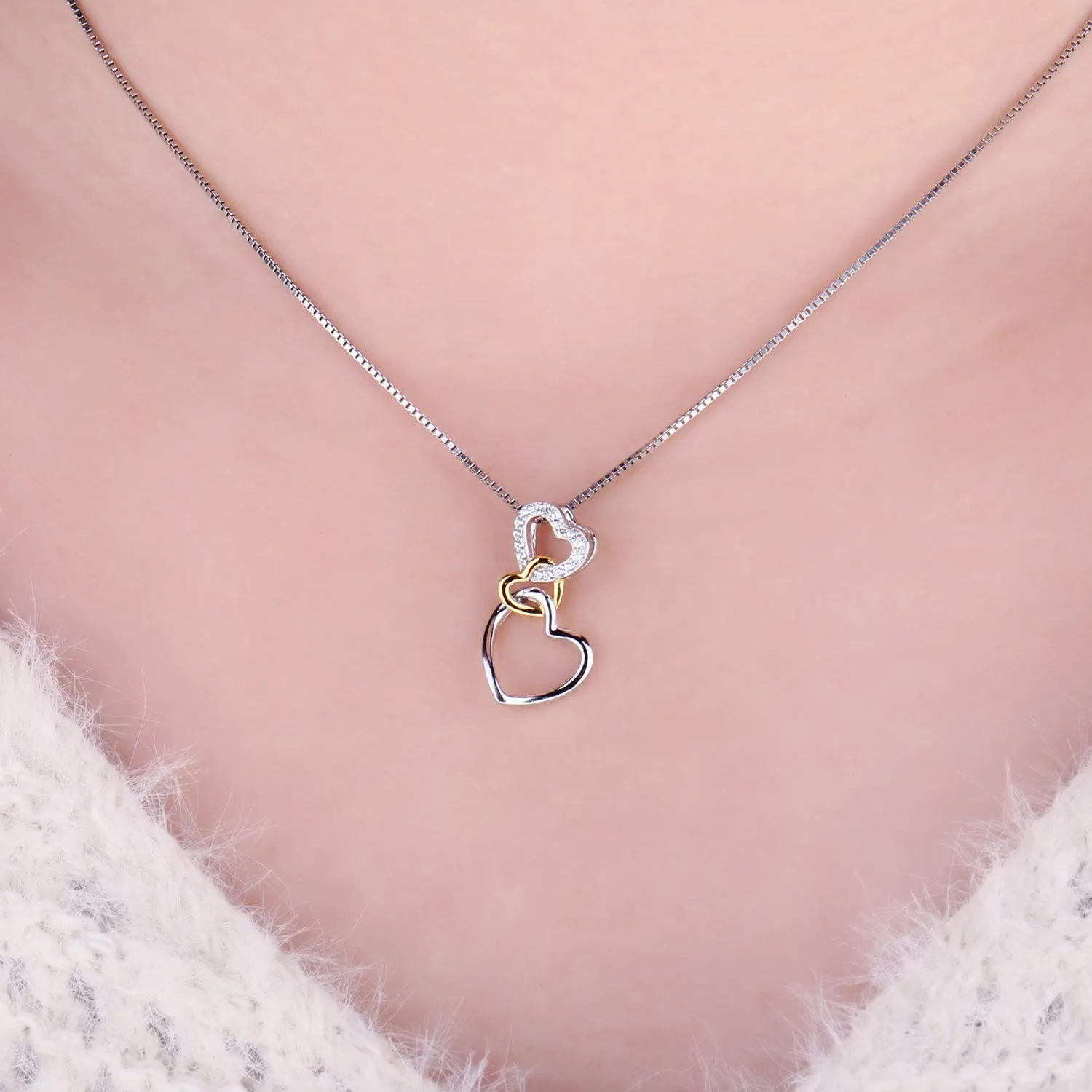 JewelryPalace Infinity Collana Triplo Cuore Argento 925 Zirconia