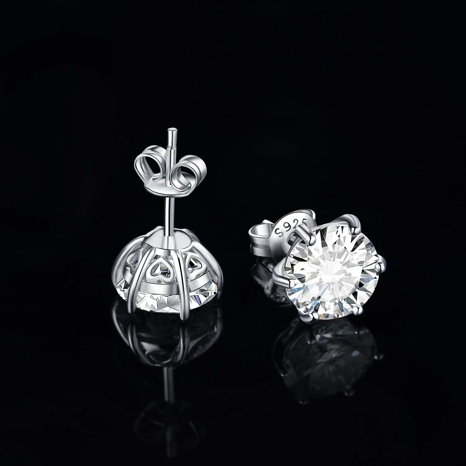 JewelryPalace Moissanite Orecchini Argento Lobo 6.0ct Punto Luce