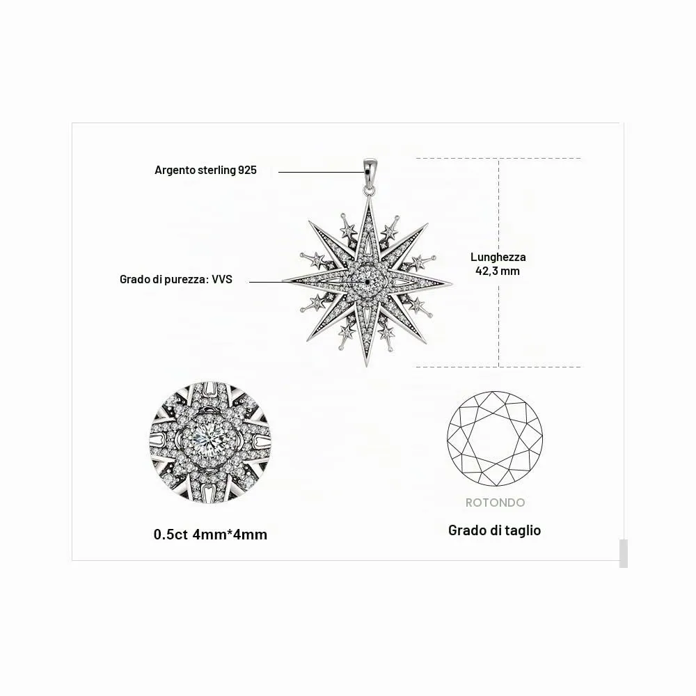 JewelryPalace Stella del Nord collana argento zirconia 45cm