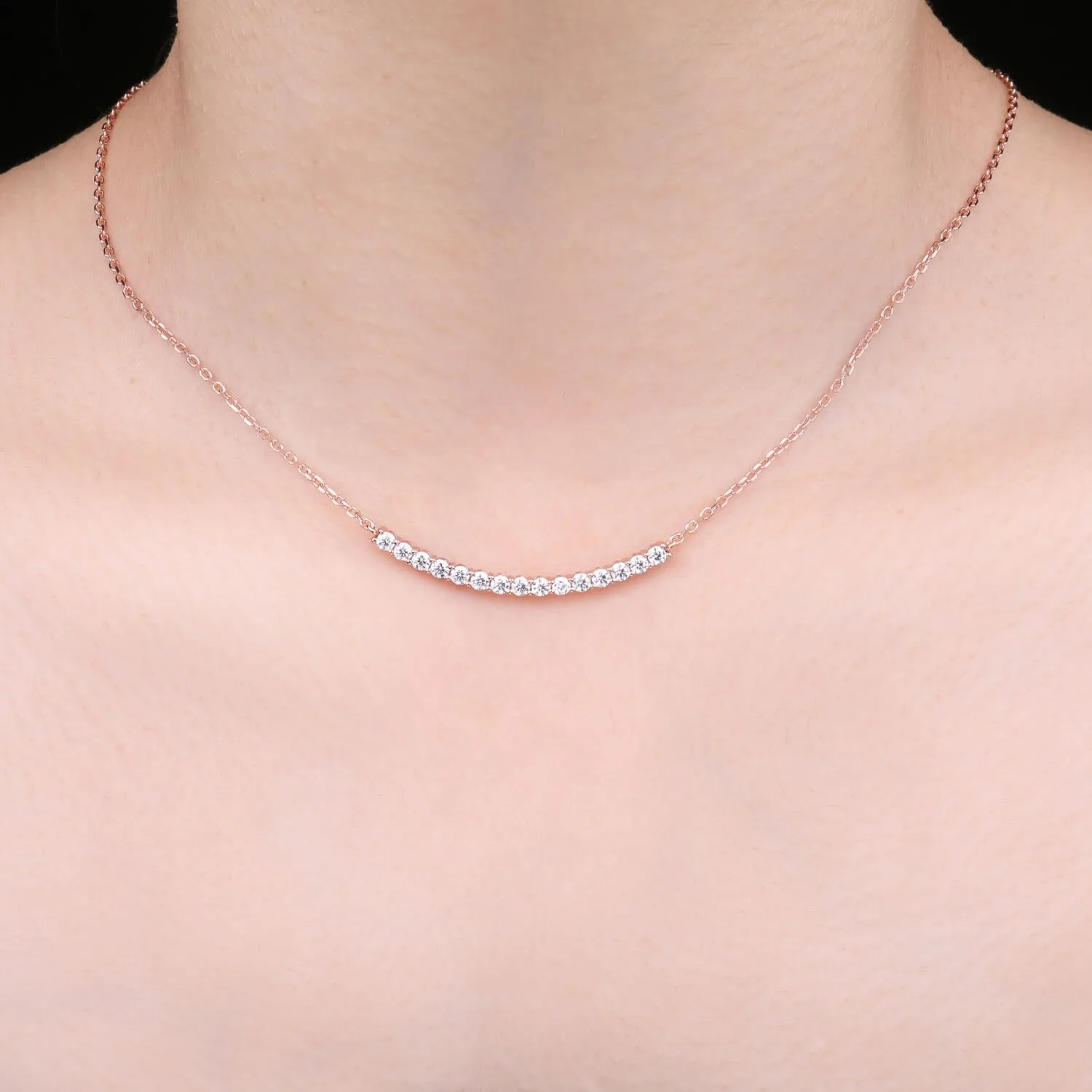 JewelryPalace Collana Argento 925 Moissanite 45cm Taglio Rotondo