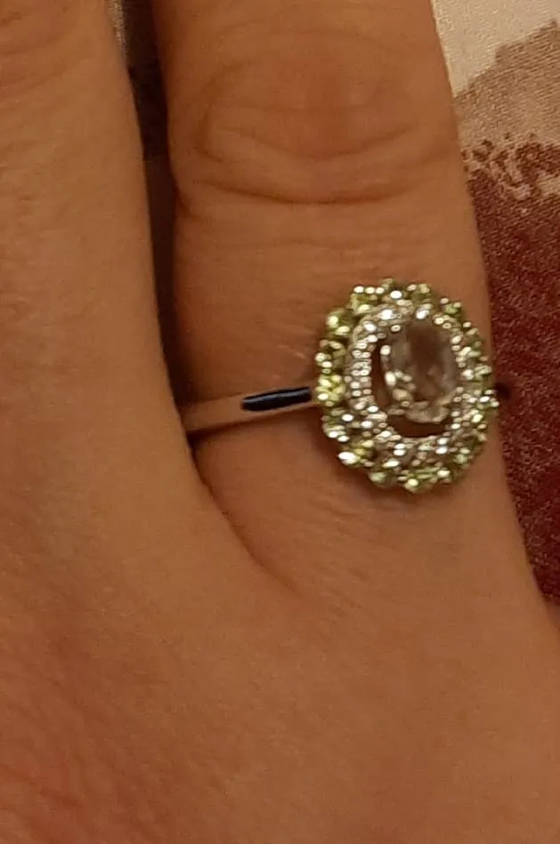 JewelryPalace Halo Anello Ovale Peridoto Verde Argento
