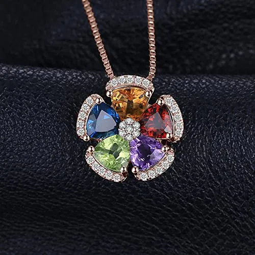 JewelryPalace Fiore collana argento pietre naturali oro rosa 45cm
