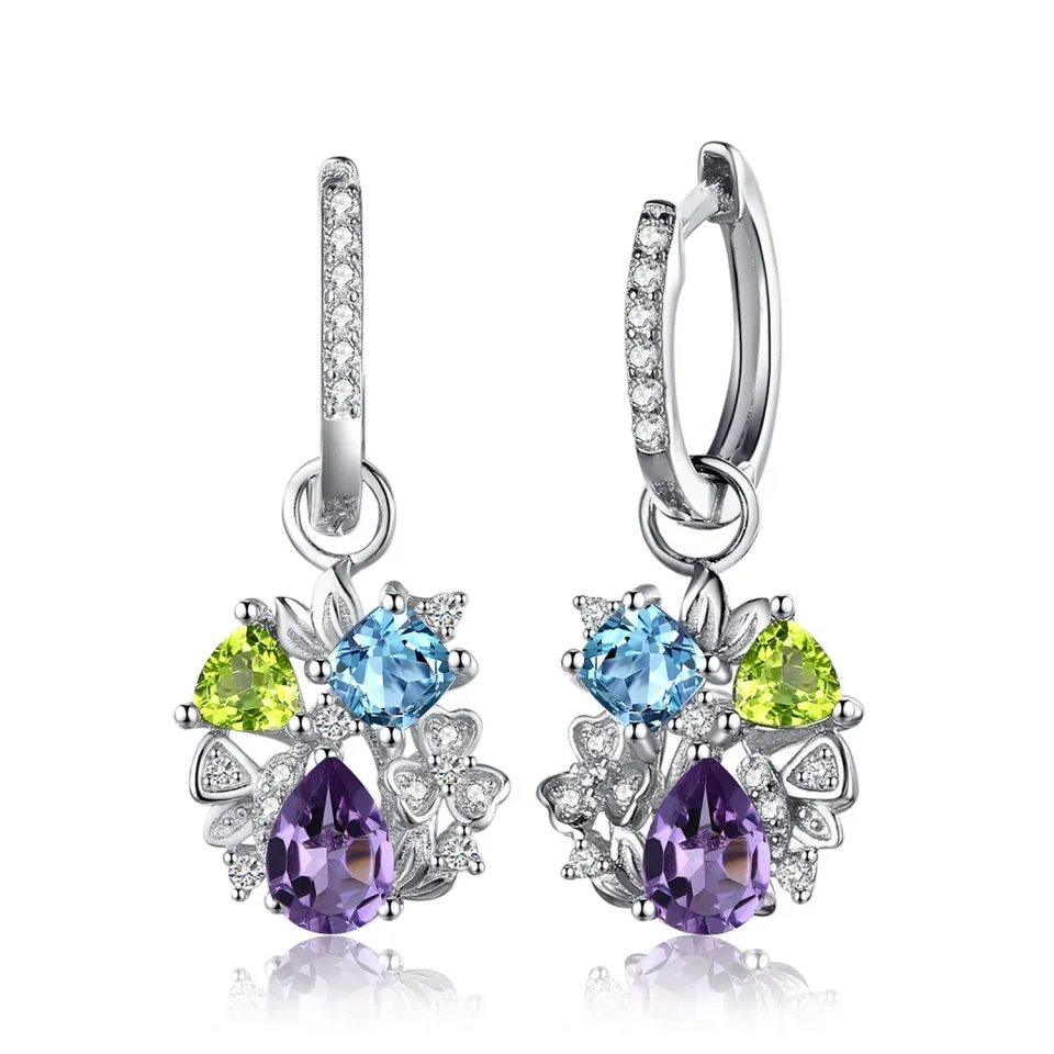 JewelryPalace 2ct Orecchini Pendenti Argento 925 Peridoto Verde