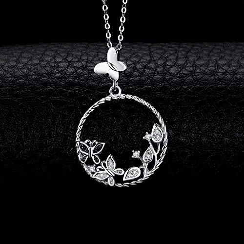 JewelryPalace Farfalla Collana Argento 925 spinello nero 45 cm