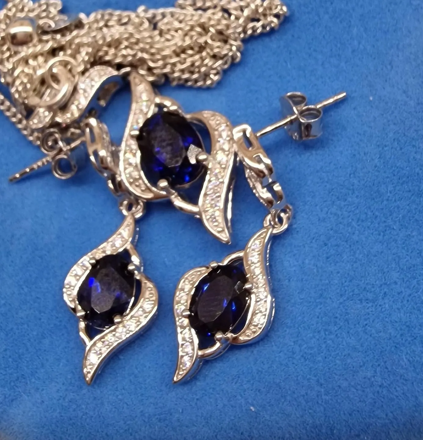 JewelryPalace 2.2ct Zaffiro Orecchini Pendenti Argento Pietra Blu