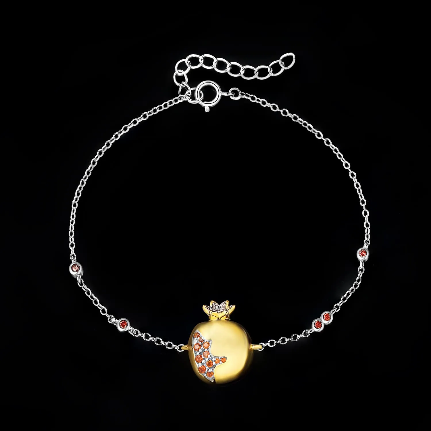 JewelryPalace Melograno bracciale argento granato rosso regolabile