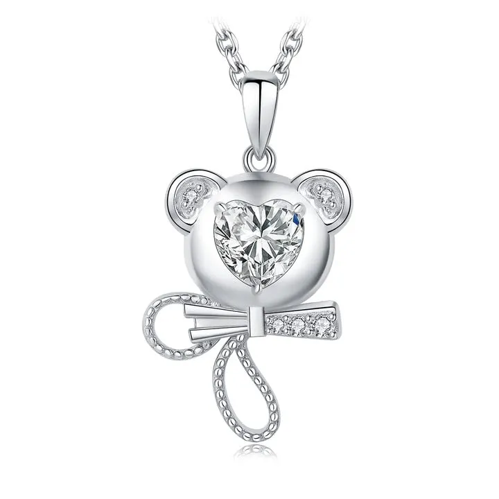 JewelryPalace Orsetto 1.5ct Collana Argento Zirconia Cuore 45cm