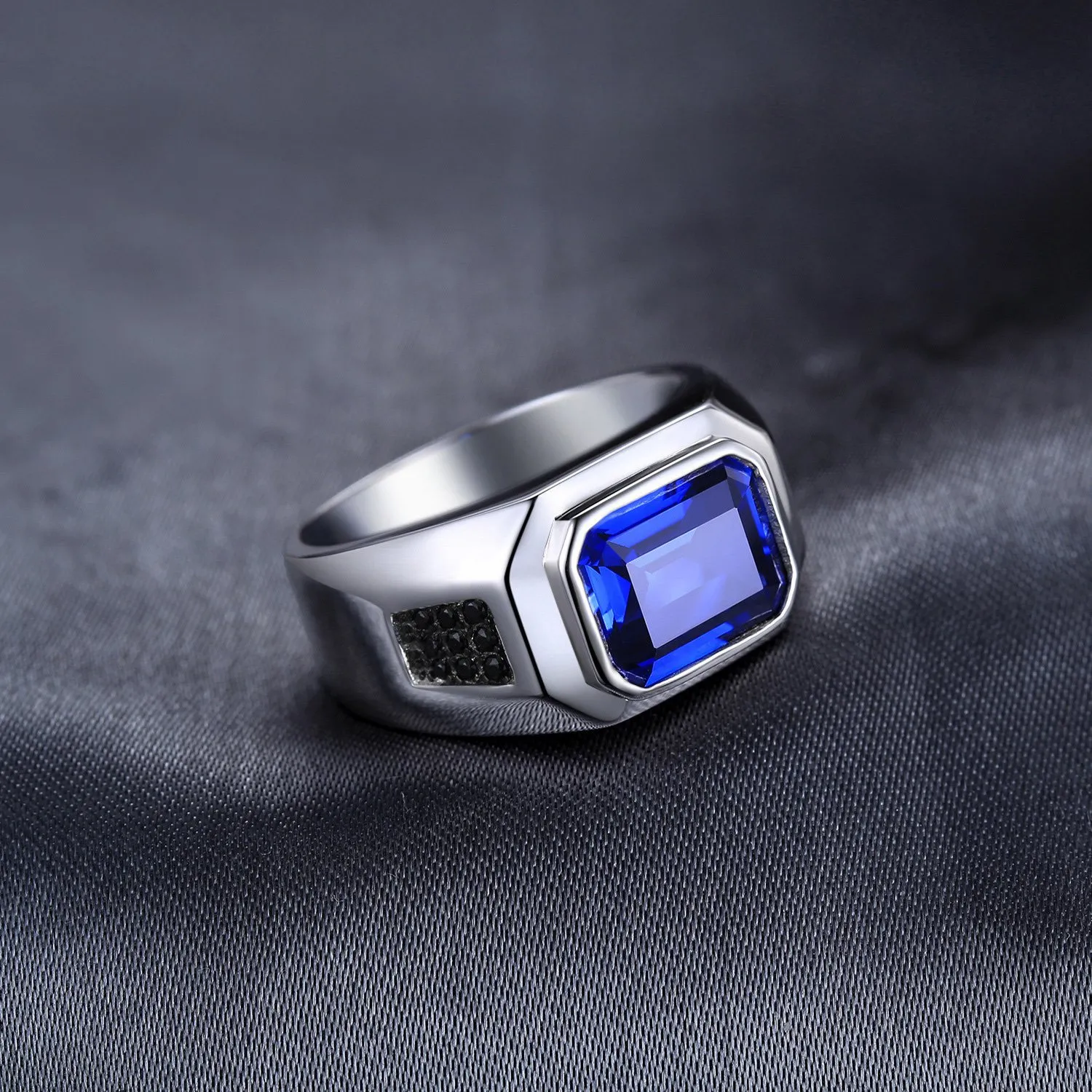 JewelryPalace Zaffiro Blu Anello Uomo Argento 925 misura 17