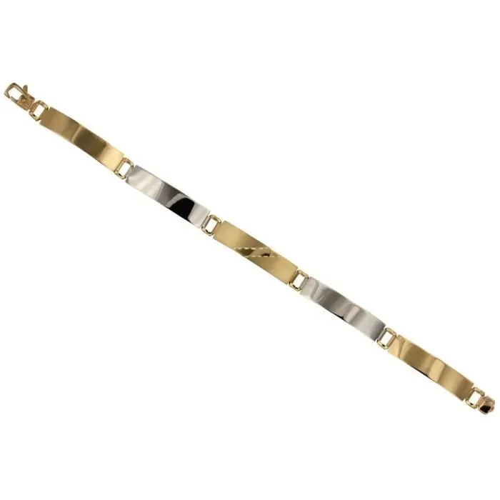 Gioielli Celiento Piastre Bracciale Uomo Oro Bicolore 18kt