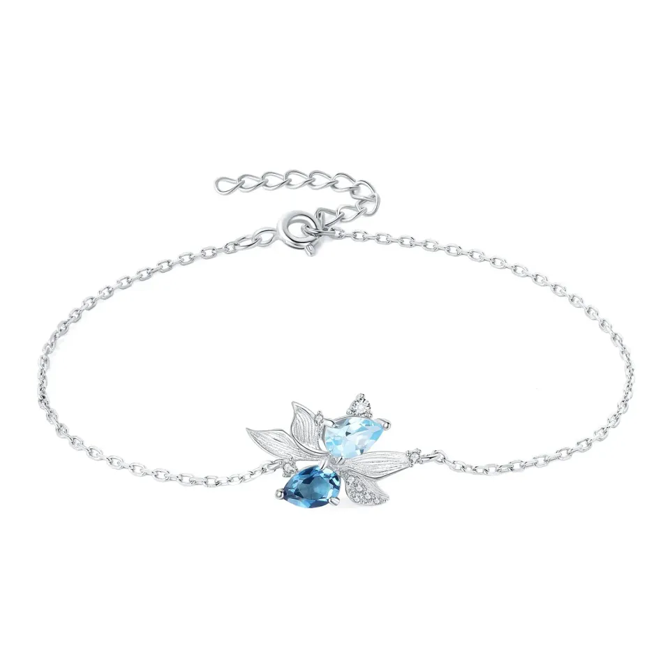 JewelryPalace Pesci 0.1ct Pera bracciale topazio regolabile