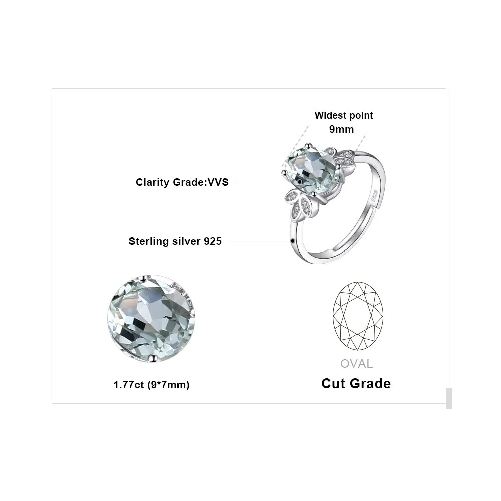 JewelryPalace Classico Anello Argento 925 Ametista Verde Ovale