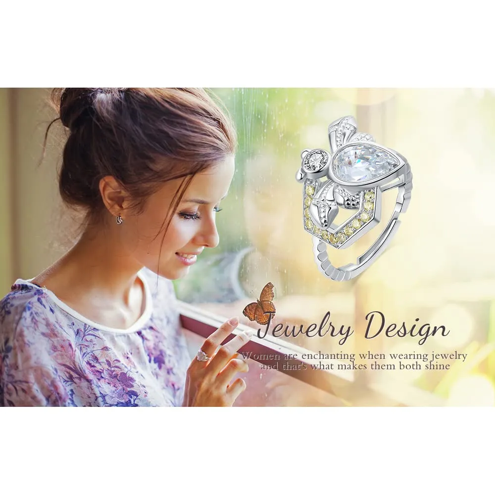 JewelryPalace Ape anello argento 925 zirconia gialla 2.3ct