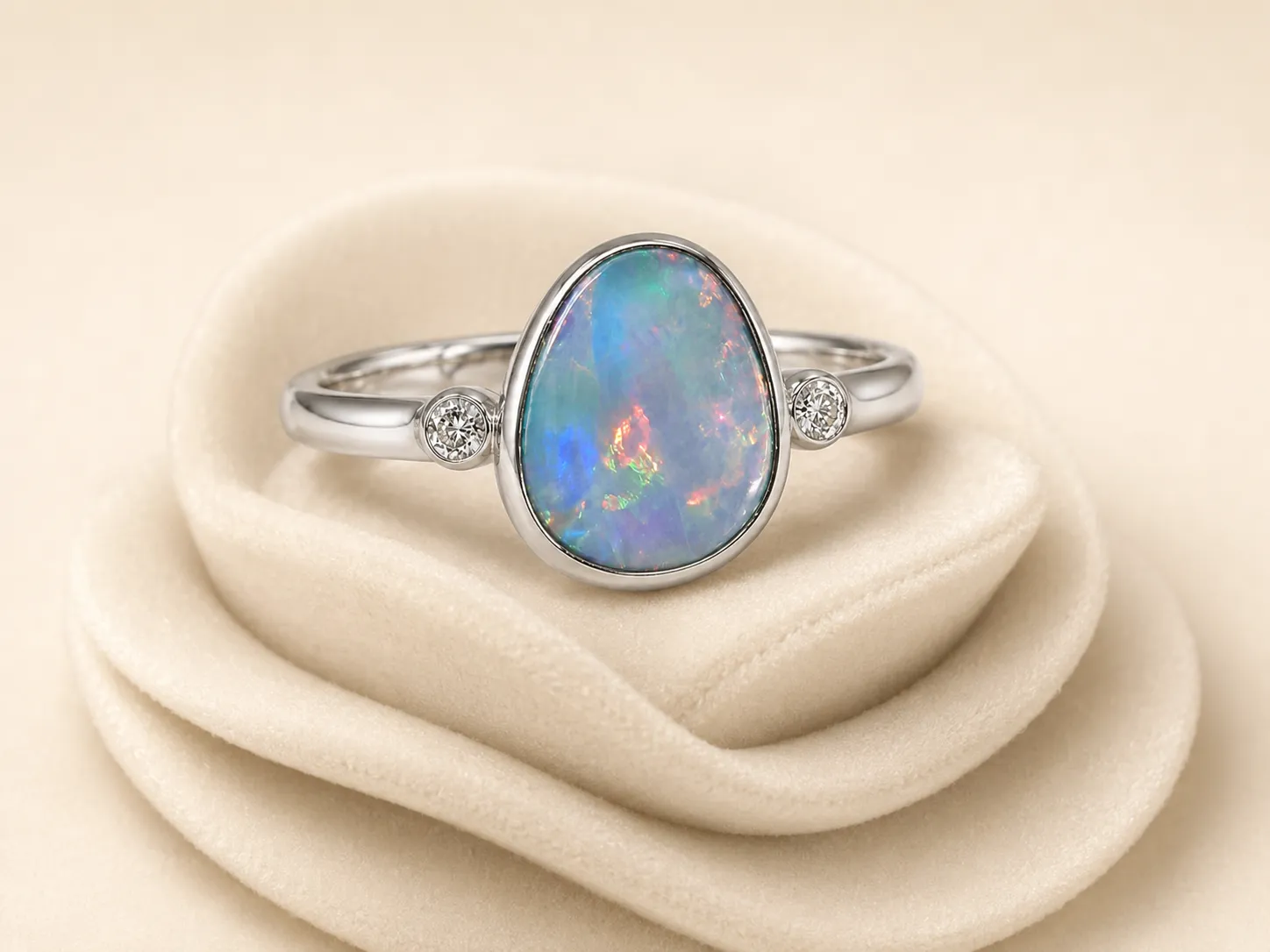 Victoria Jane Ethereal Opal anello argento opale zirconi