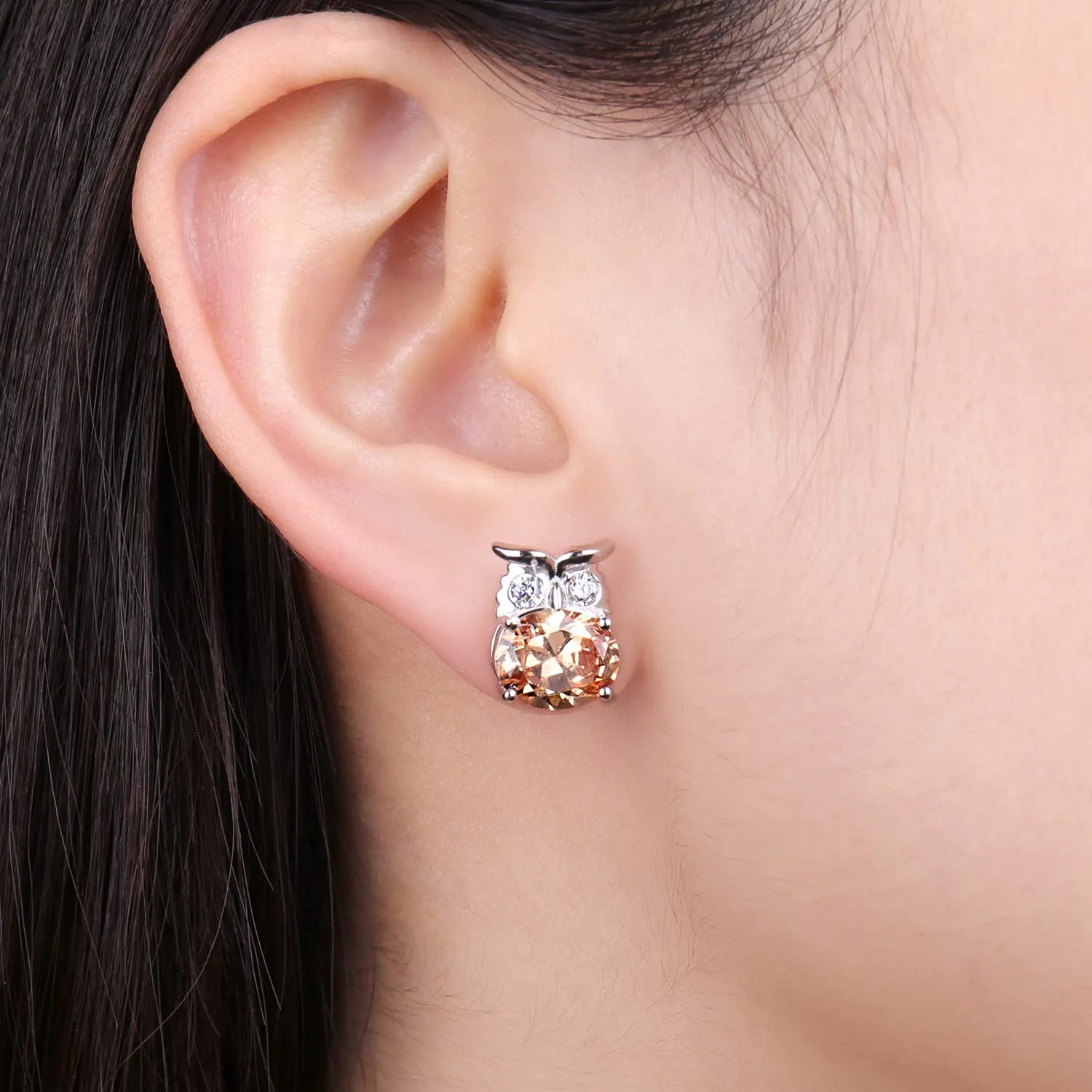 JewelryPalace Gufo orecchini argento zirconia gialla