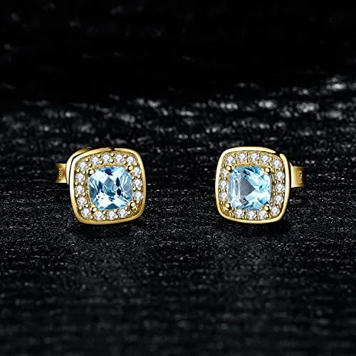 JewelryPalace 1ct orecchini lobo argento 925 topazio azzurro cuscino