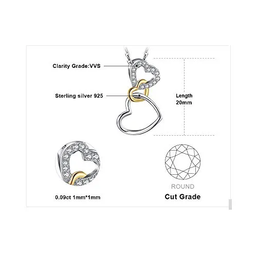 JewelryPalace Infinity Collana Triplo Cuore Argento 925 Zirconia