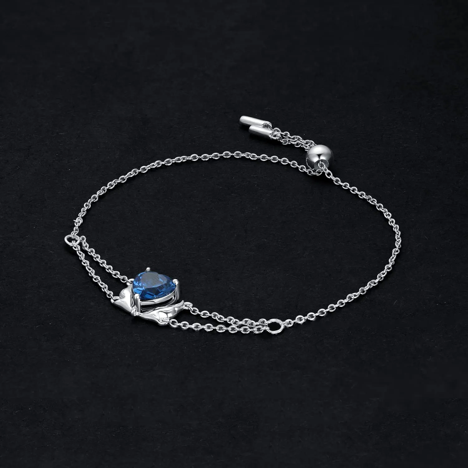 JewelryPalace Ali d'Angelo Cuore Blu 1.5ct bracciale argento blu