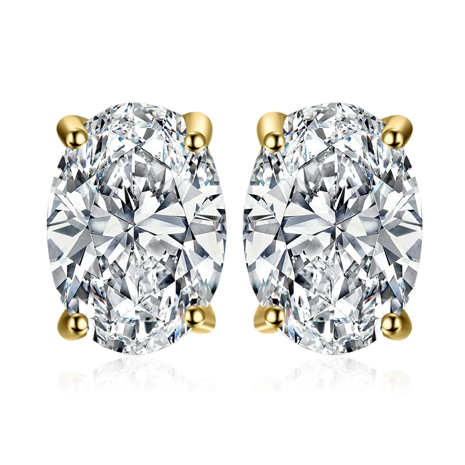 JewelryPalace Moissanite 2ct Orecchini a Bottone Argento 925 Taglio Ovale