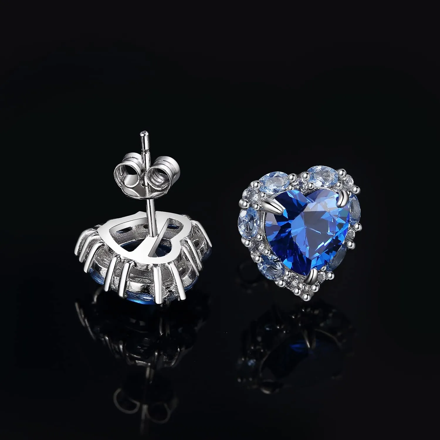 JewelryPalace Cuore 5ct Orecchini Argento 925 Zirconia Blu