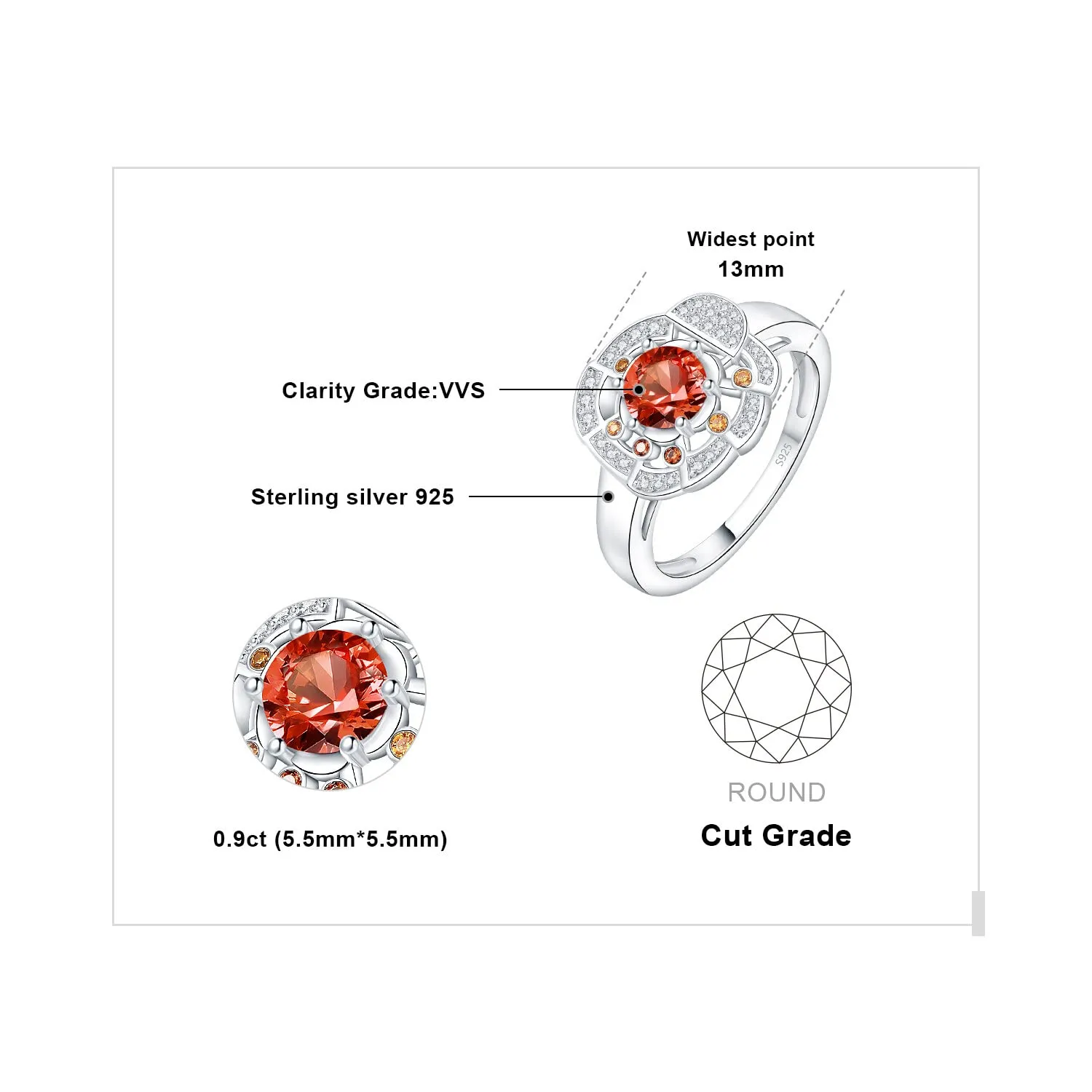 JewelryPalace Pizza 1.2ct anello argento 925 granato rosso