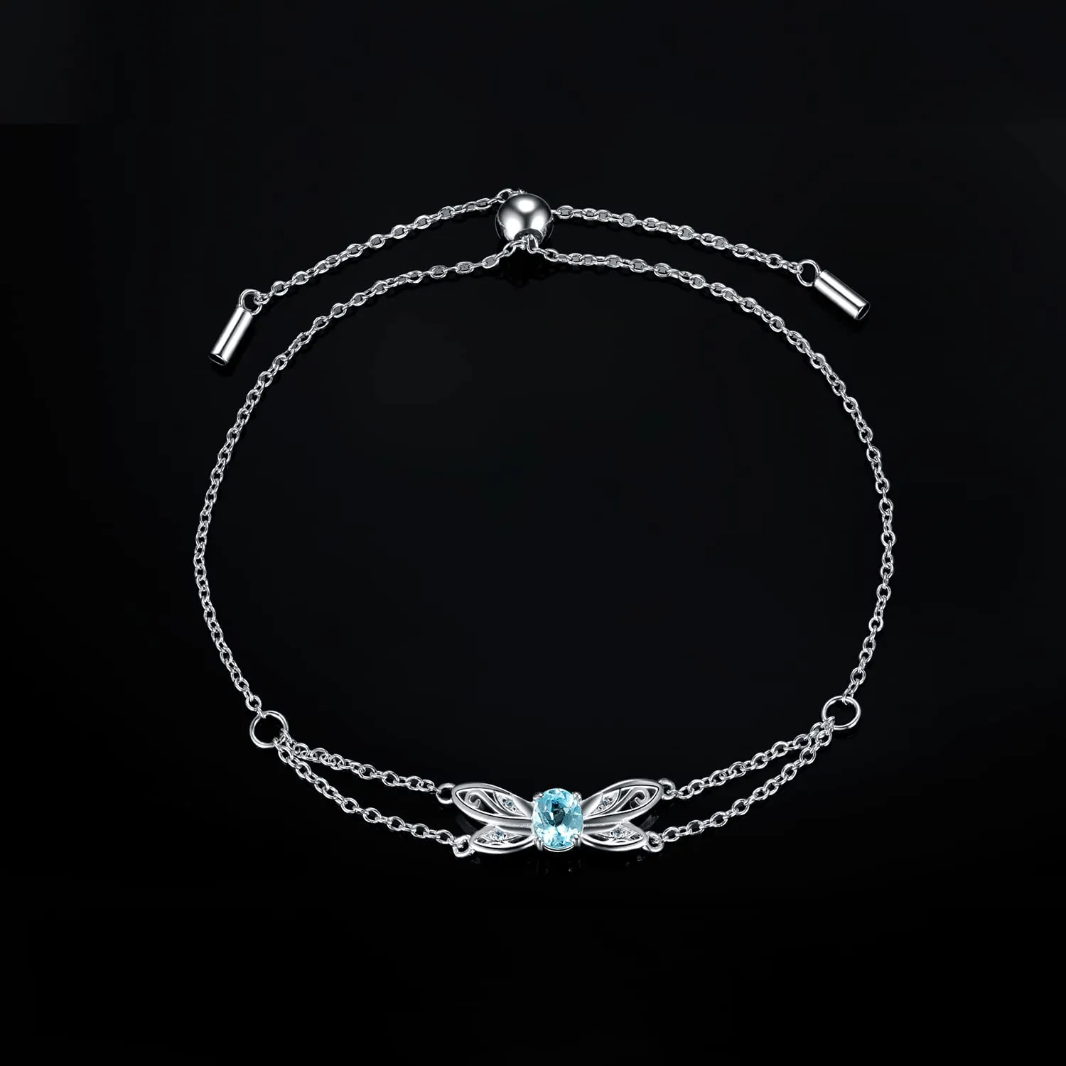 JewelryPalace Libellula bracciale argento 925 topazio azzurro