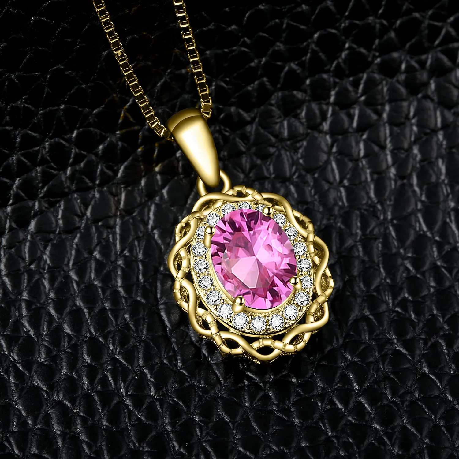 JewelryPalace Infinito Halo Ovale 1.4ct collana oro giallo 45cm