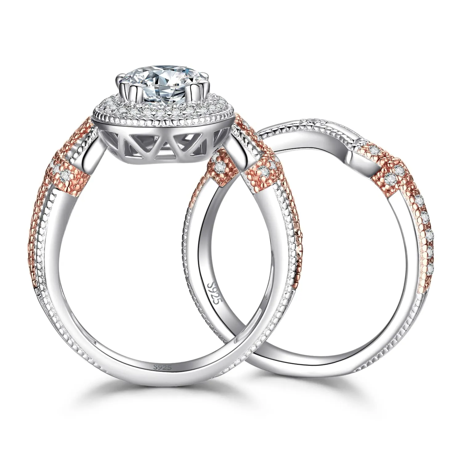 JewelryPalace Halo Infinito fede cuore argento 925 zirconia rosa